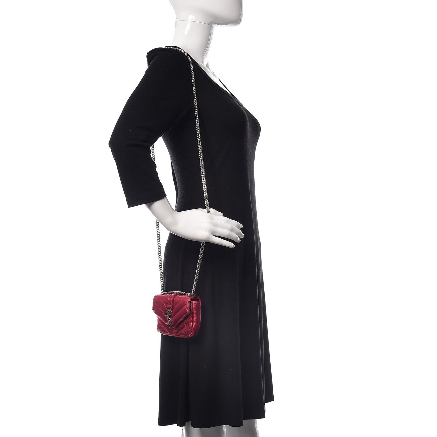 Metallic Sheepskin Matelasse Monogram Micro College Bag Porpora