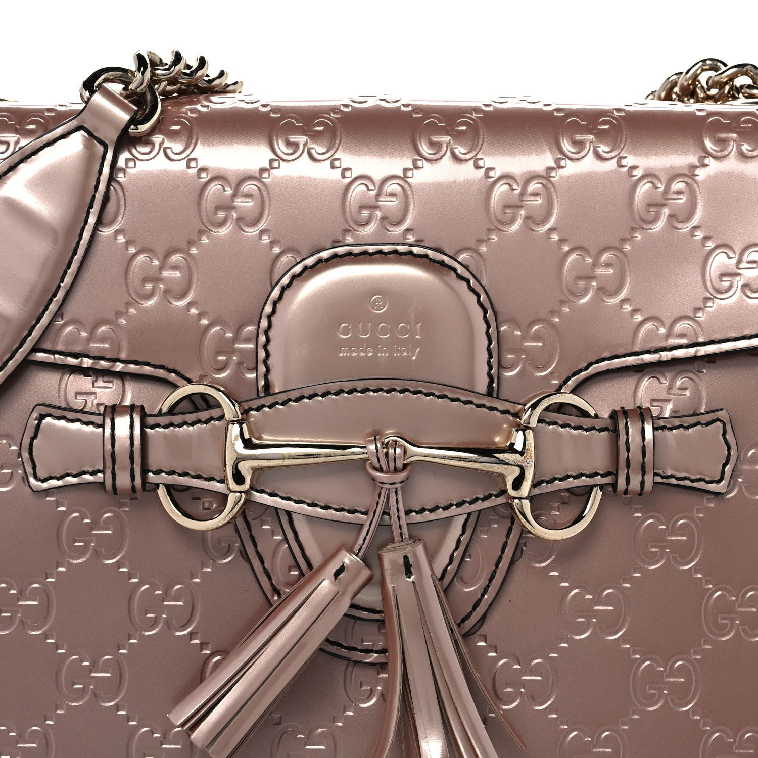 Gucci Shine Guccissima Medium Emily Chain Shoulder Bag Dark Cipria 9 of 14