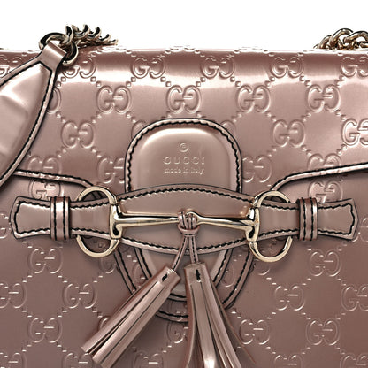 Gucci Shine Guccissima Medium Emily Chain Shoulder Bag Dark Cipria 9 of 14