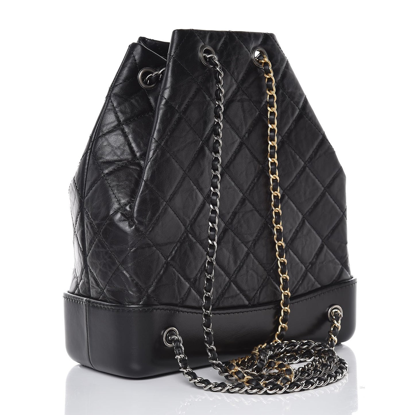 Aged Calfskin Quilted Gabrielle Backpack Black