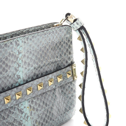 Valentino Garavani Python Rockstud Clutch Blue 8 of 8