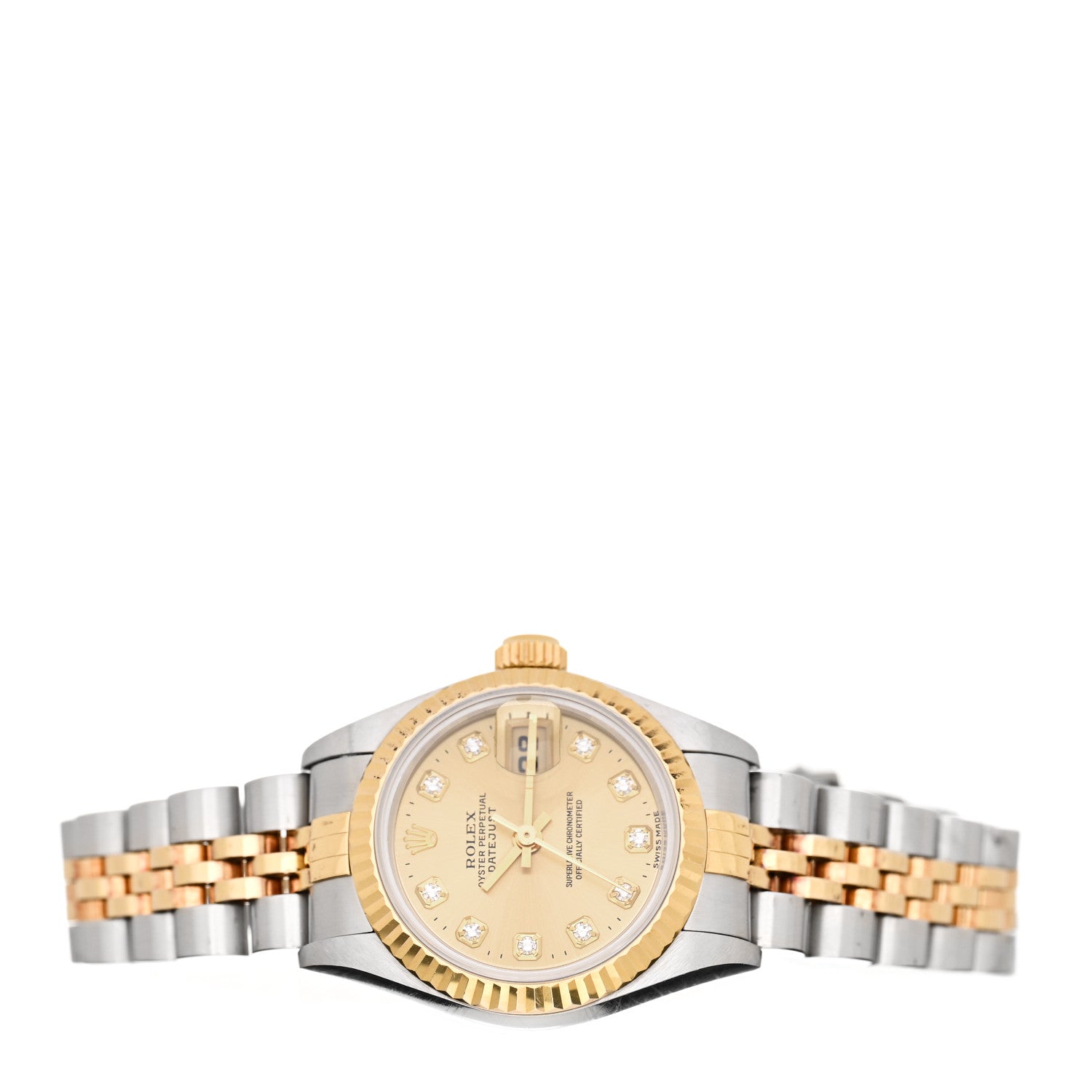 Rolex Stainless Steel 18K Yellow Gold Diamond 26mm Oyster Perpetual Datejust Watch Champagne 69173 2 of 4