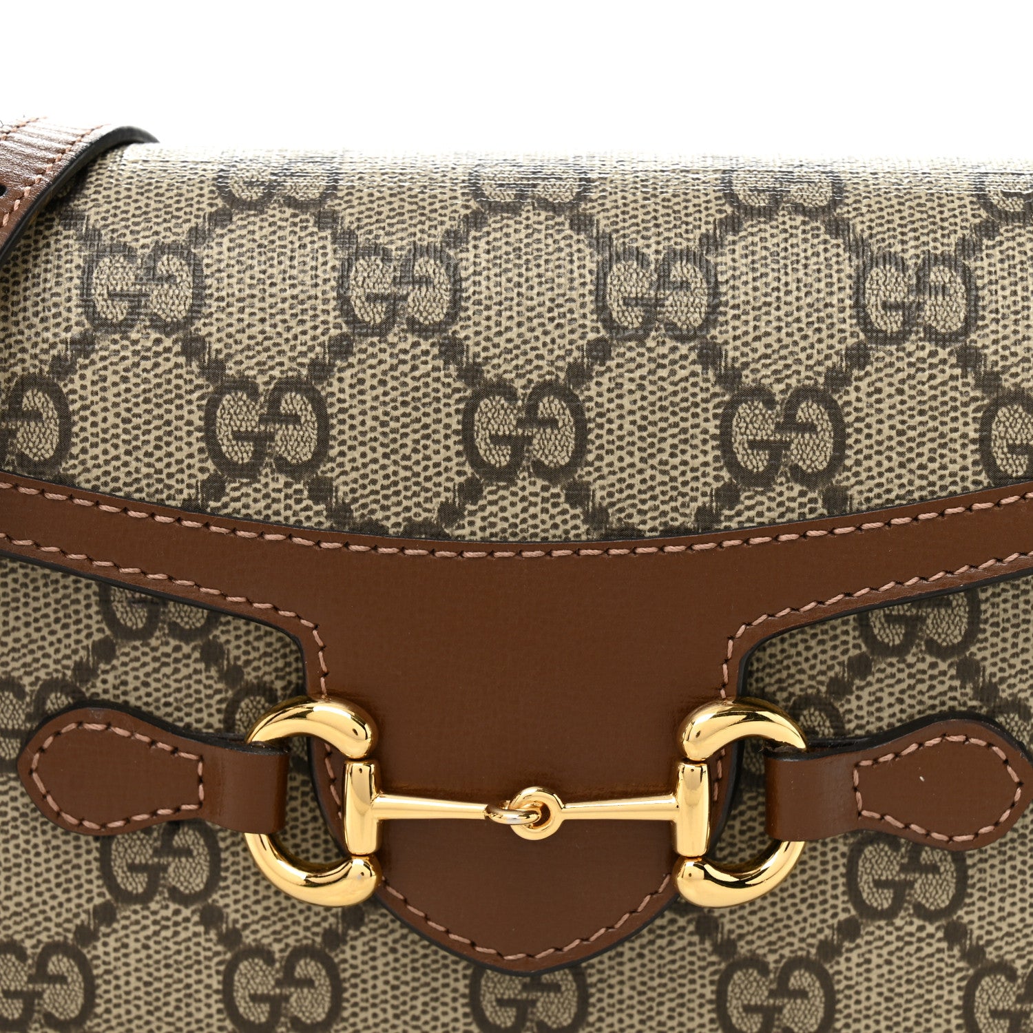 Gucci GG Supreme Monogram Mini Horsebit 1955 Shoulder Bag Beige Brown Sugar 8 of 10