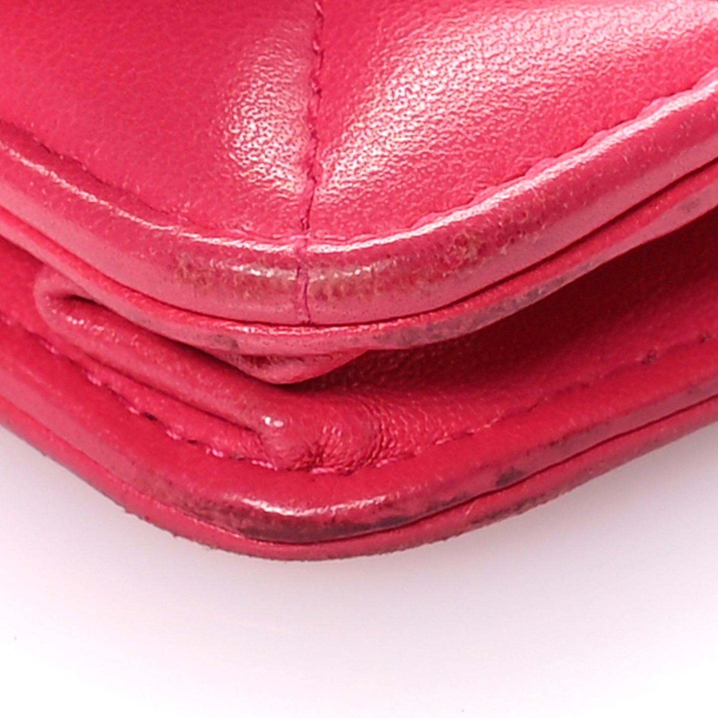 Lambskin Quilted Boy Wallet On Chain WOC Dark Fuchsia