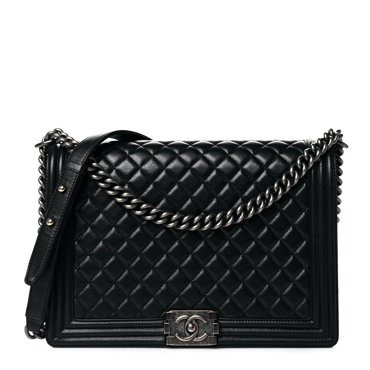 Chanel Calfskin Quilted Large Boy Flap Black 1 of 12