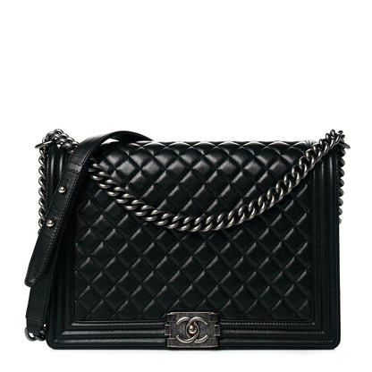 Chanel Calfskin Quilted Large Boy Flap Black 1 of 12