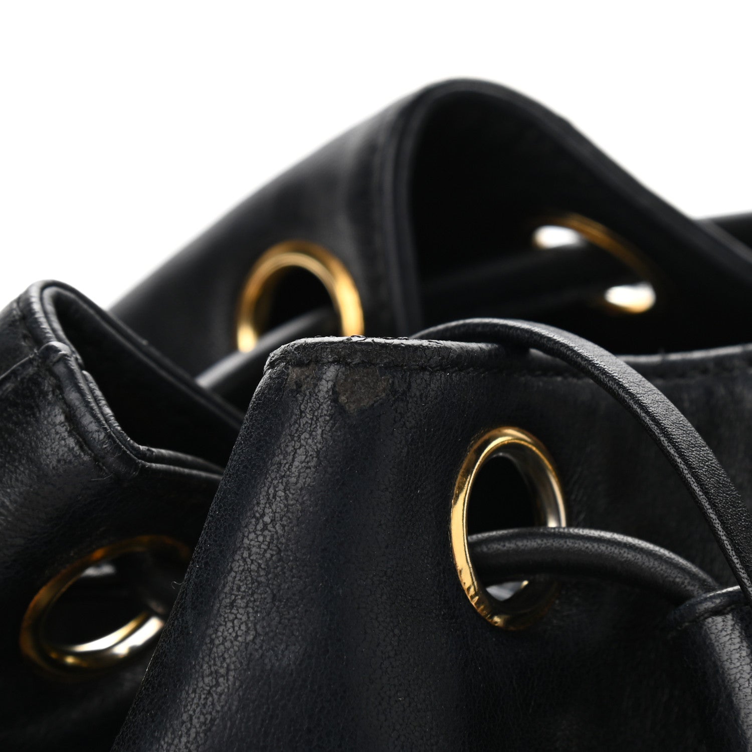 Chanel Lambskin CC Stitched Drawstring Bucket Bag Black 12 of 13