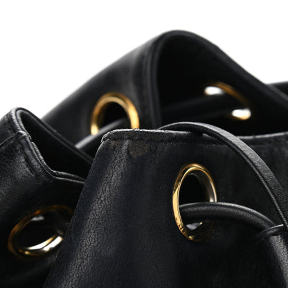 Chanel Lambskin CC Stitched Drawstring Bucket Bag Black 12 of 13