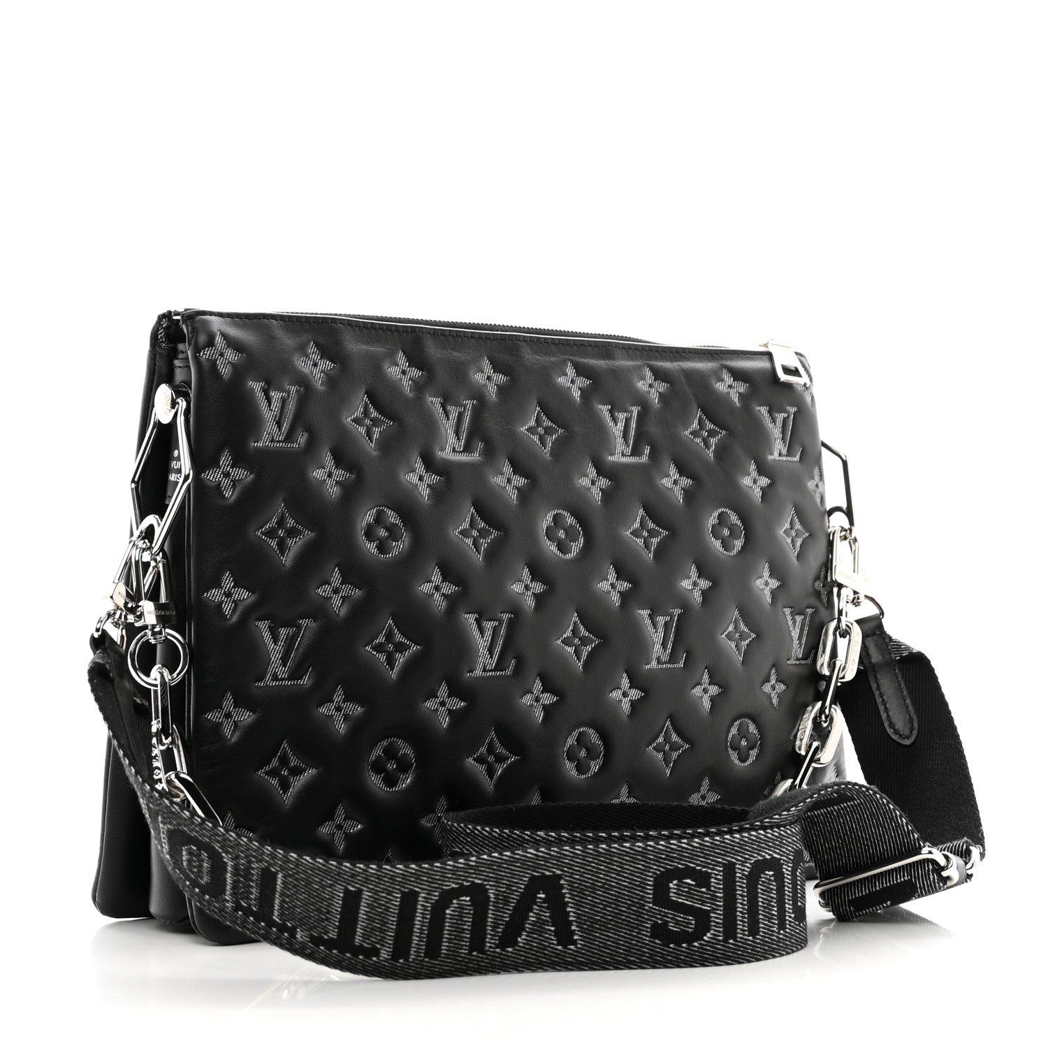 Louis Vuitton Lambskin Embossed Monogram Coussin MM Black Gray 3 of 9