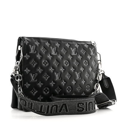Louis Vuitton Lambskin Embossed Monogram Coussin MM Black Gray 3 of 9