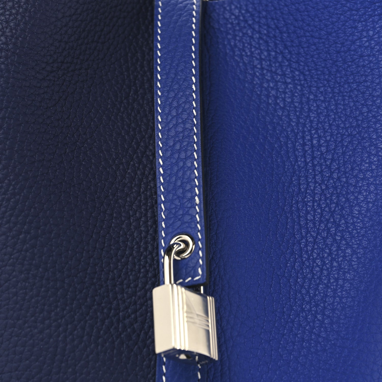 Hermes Taurillon Clemence Casaque Picotin Lock 18 PM Bleu Electrique Bleu Encre 8 of 13