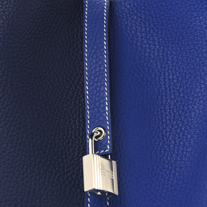 Hermes Taurillon Clemence Casaque Picotin Lock 18 PM Bleu Electrique Bleu Encre 8 of 13