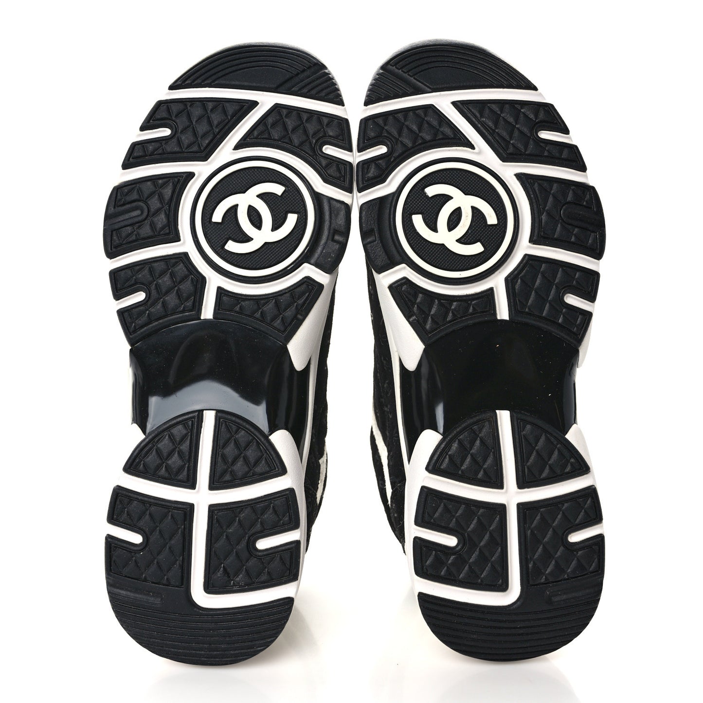 Nylon Suede Calfskin Printed CC Sneakers 36 White Black