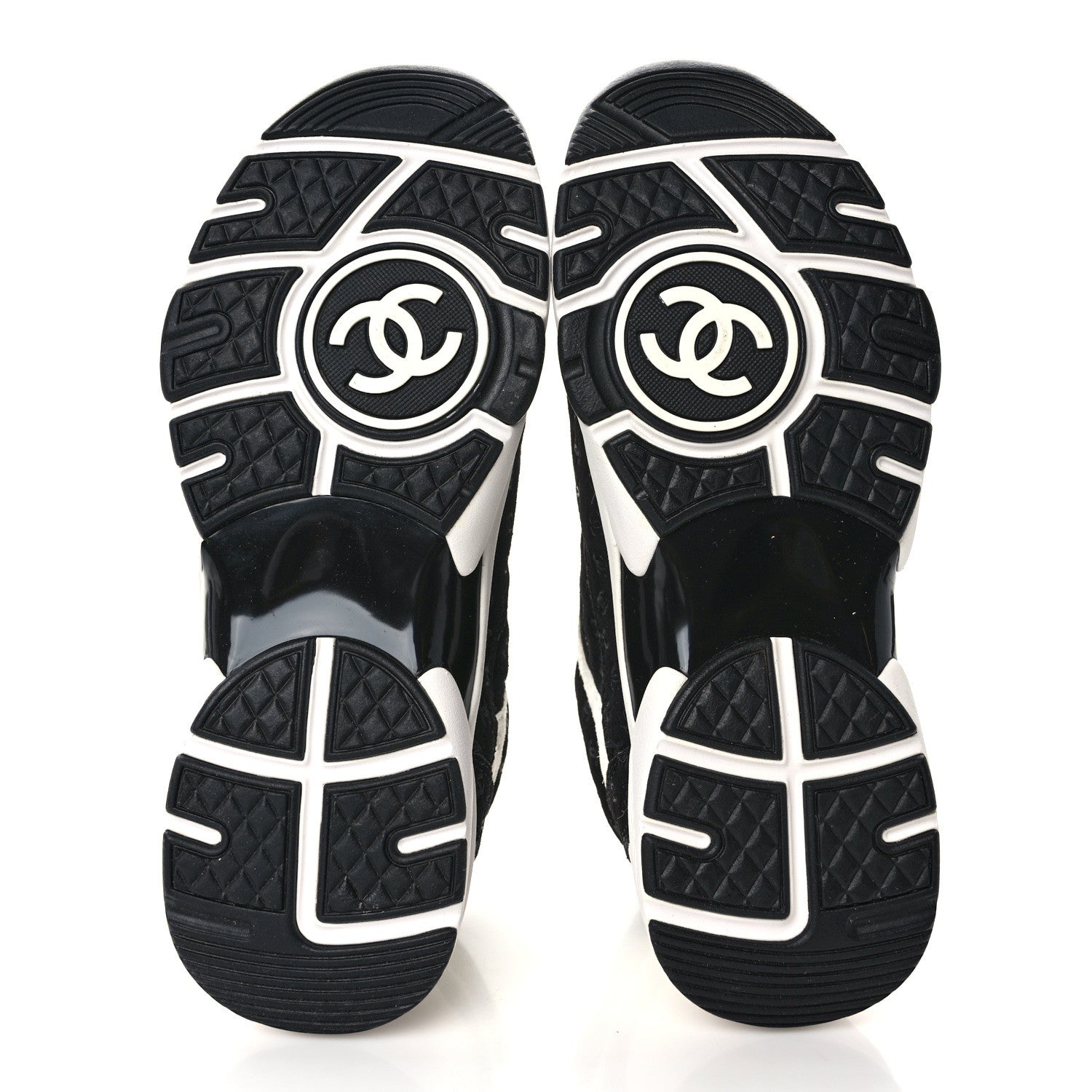 Chanel Nylon Suede Calfskin Printed CC Sneakers 36 White Black 5 of 9