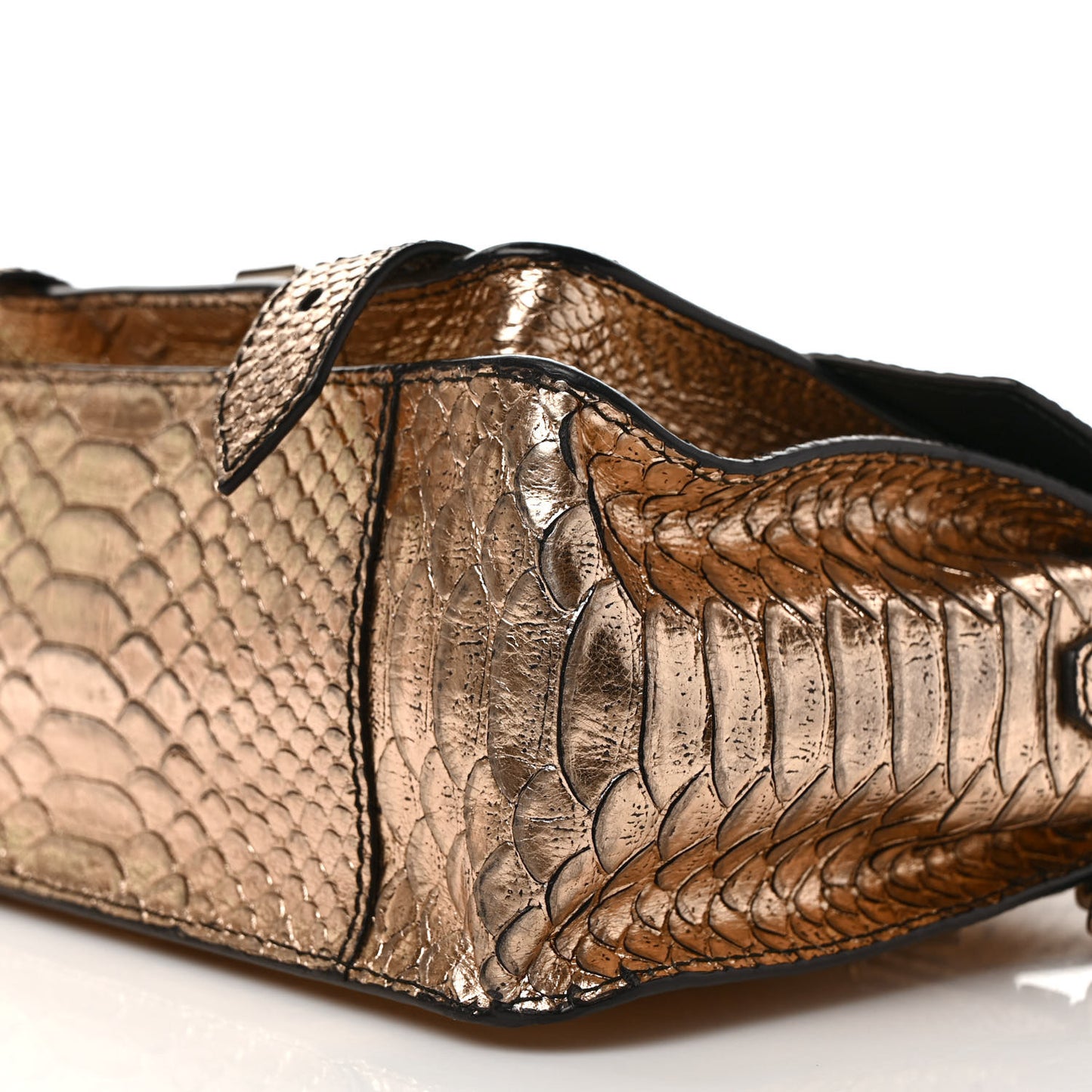 Metallic Python Calfskin Embossed Tiny PS1 Satchel Rose Gold