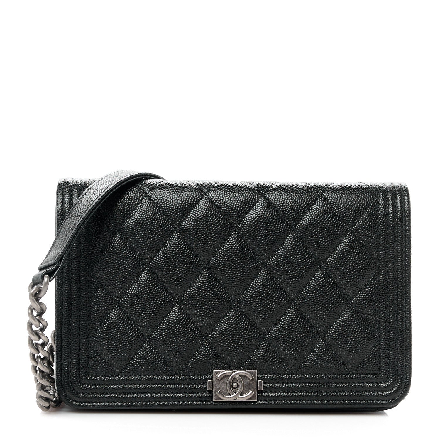 Chanel Caviar Quilted Boy Wallet On Chain WOC Black 1 of 13