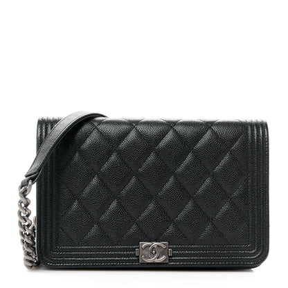 Chanel Caviar Quilted Boy Wallet On Chain WOC Black 1 of 13