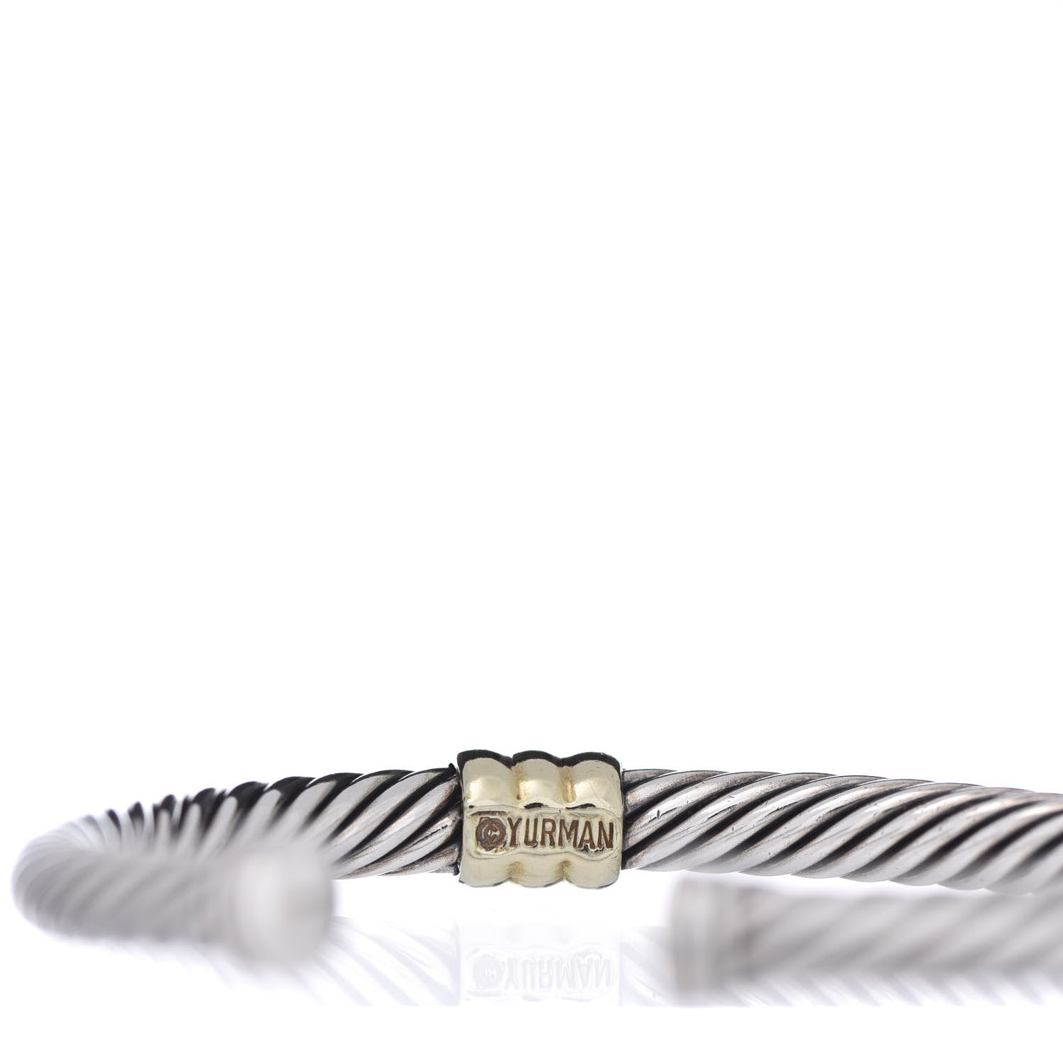 David Yurman Sterling Silver 14K Yellow Gold 5mm Double Station Cable Classics Bracelet 4 of 7