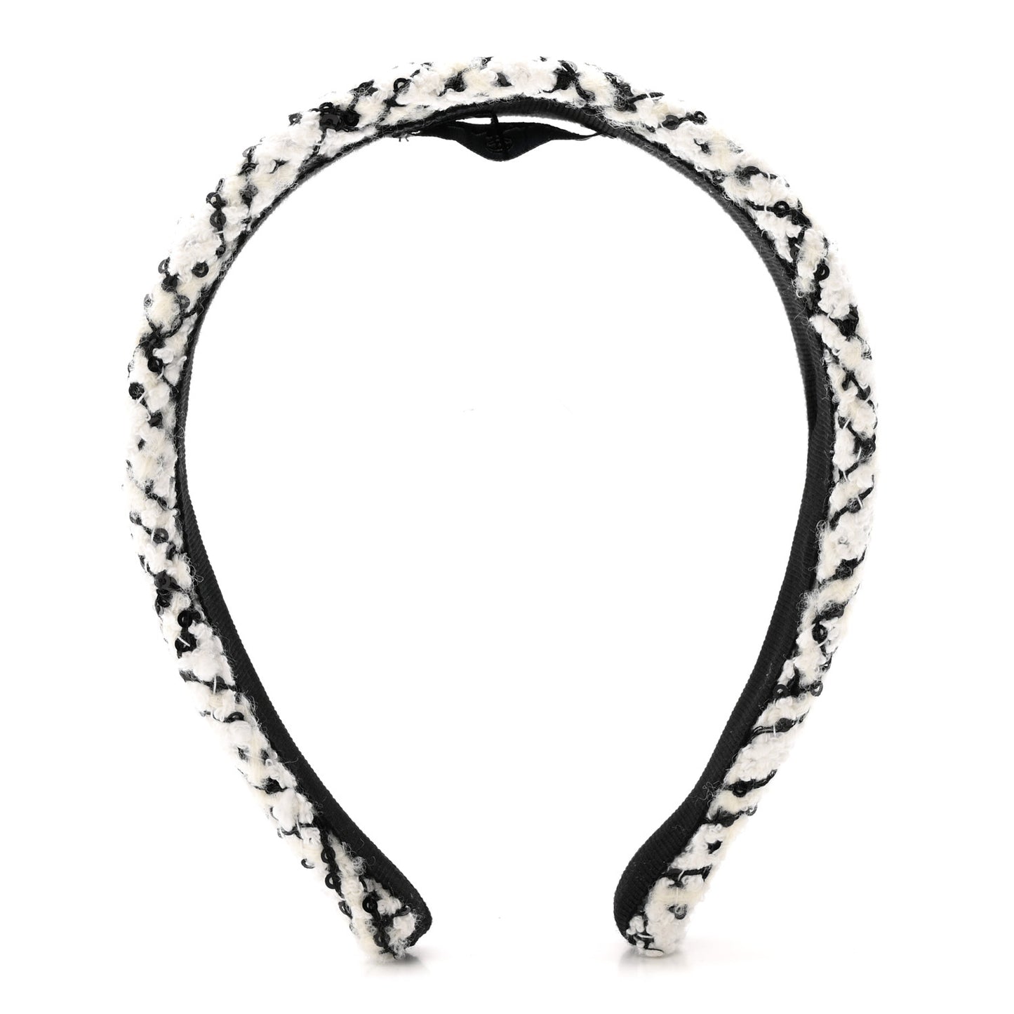 Tweed Sequin Headband White Black