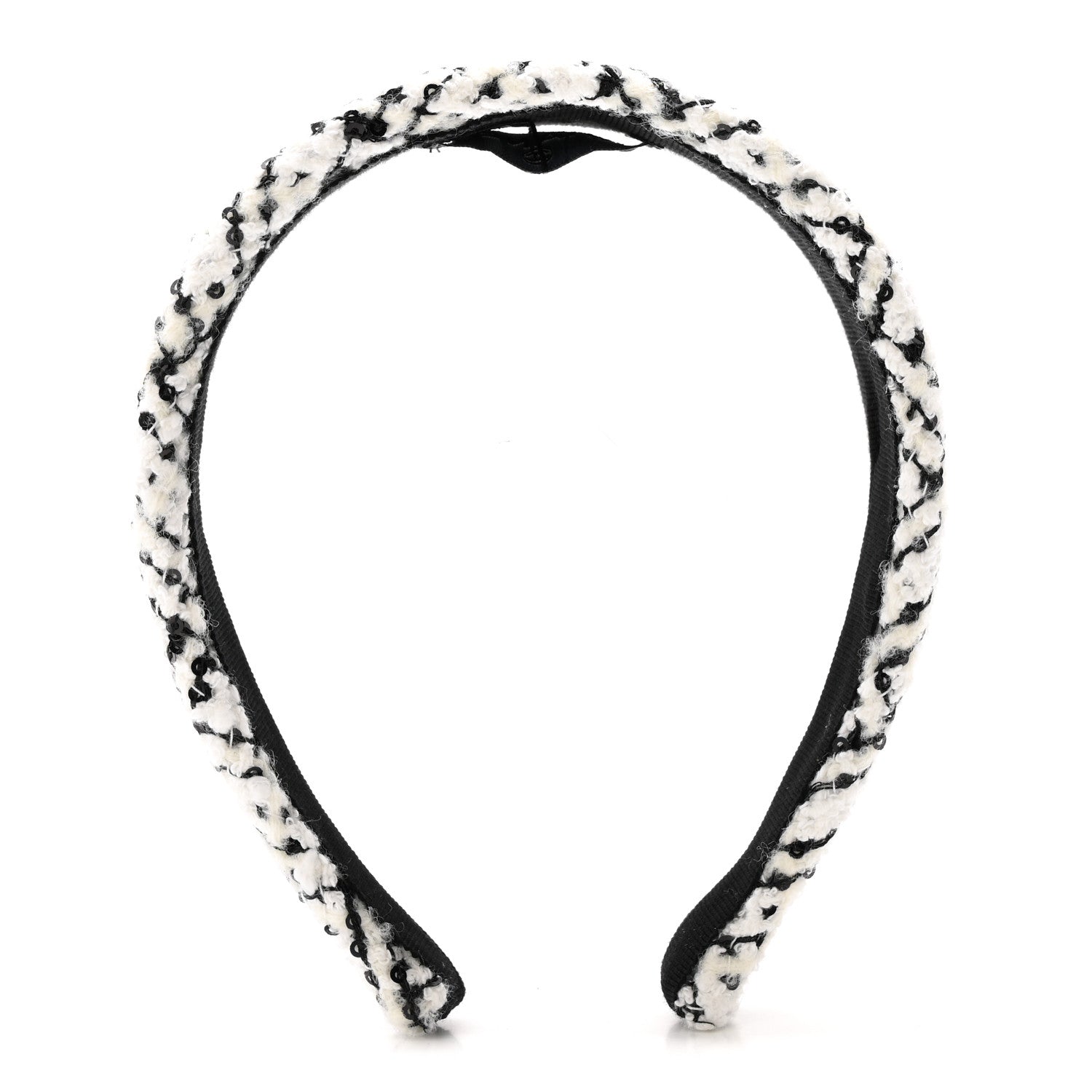 Chanel Tweed Sequin Headband White Black 3 of 7