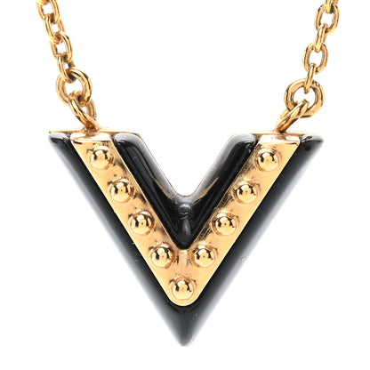 Louis Vuitton Essential Studded V Necklace Gold Black 3 of 7