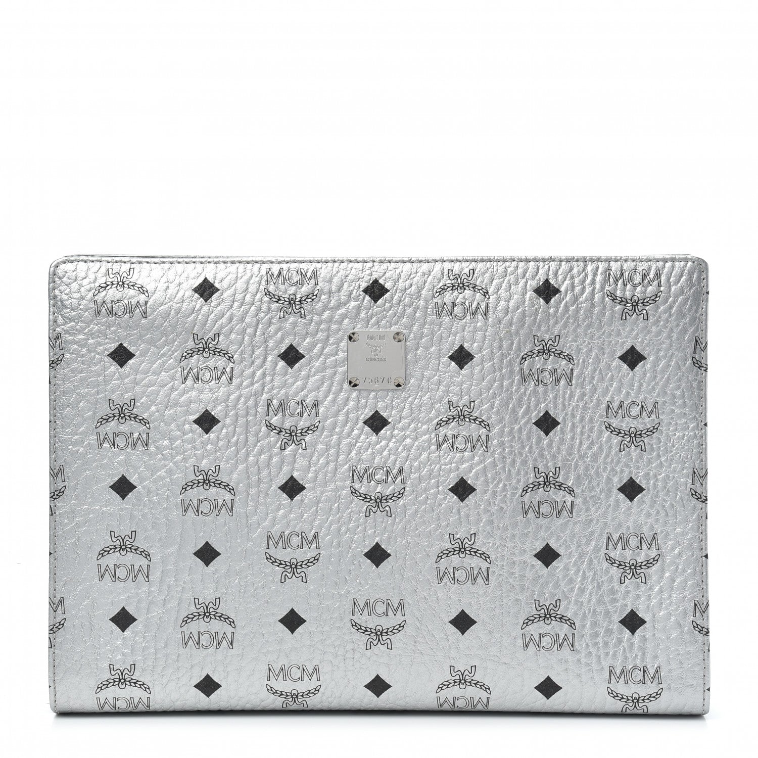 MCM Metallic Visetos Medium Zip Pouch Silver 1 of 8