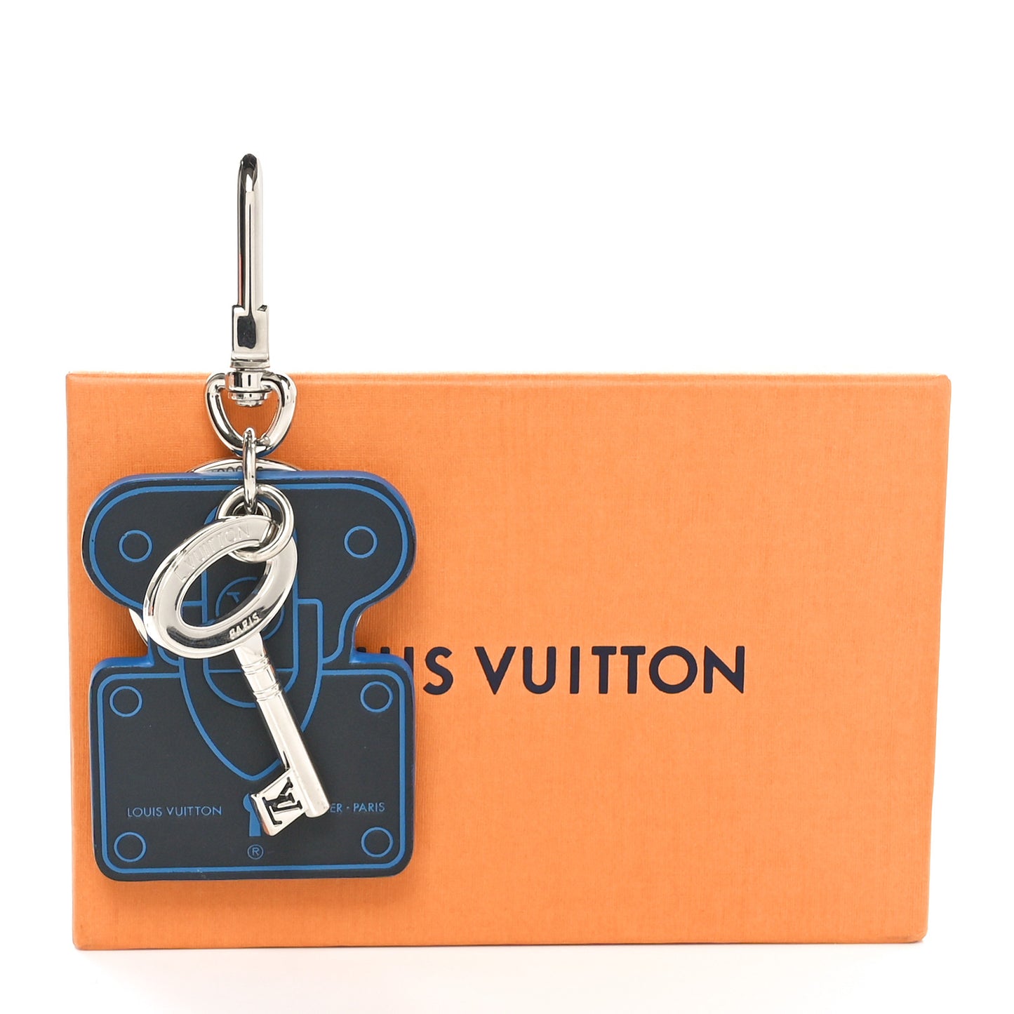 Calfskin S Lock Bag Charm Key Holder Silver
