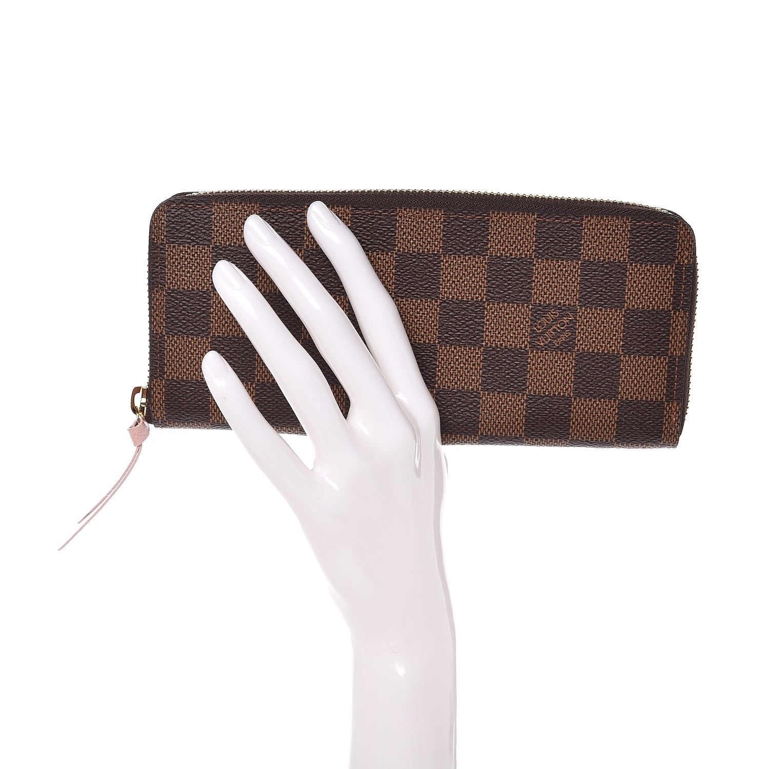 Louis Vuitton Damier Ebene Clemence Wallet Rose Ballerine 2 of 8