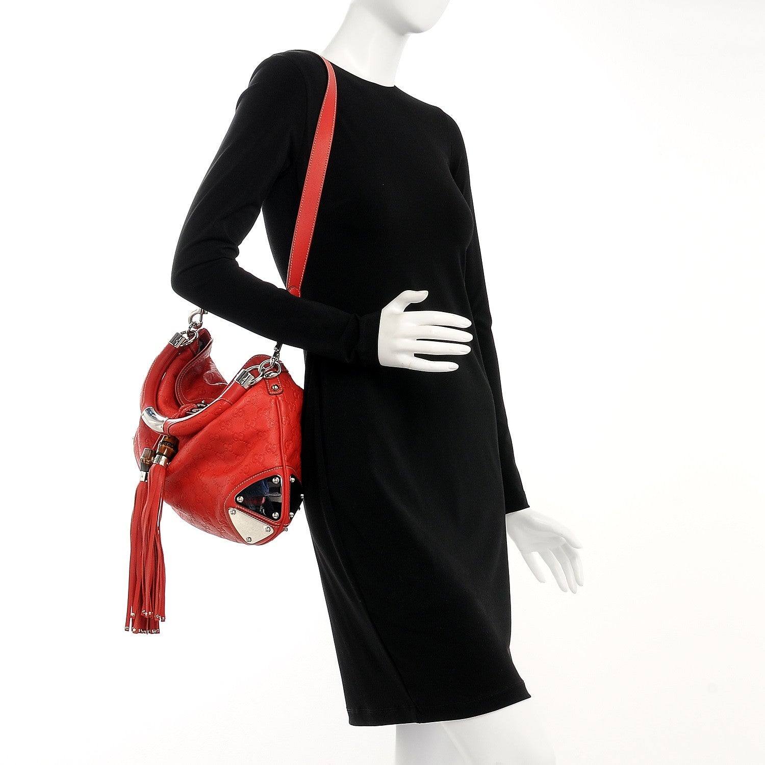 Gucci Guccissima Medium Indy Top Handle Hobo Red 10 of 22