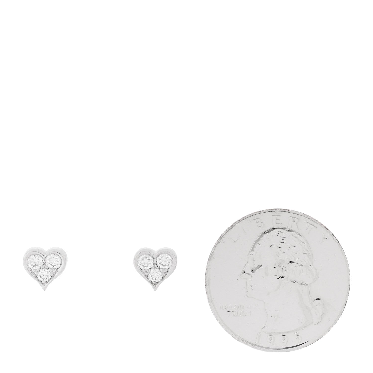 Tiffany Platinum Diamond Heart Stud Earrings 2 of 5