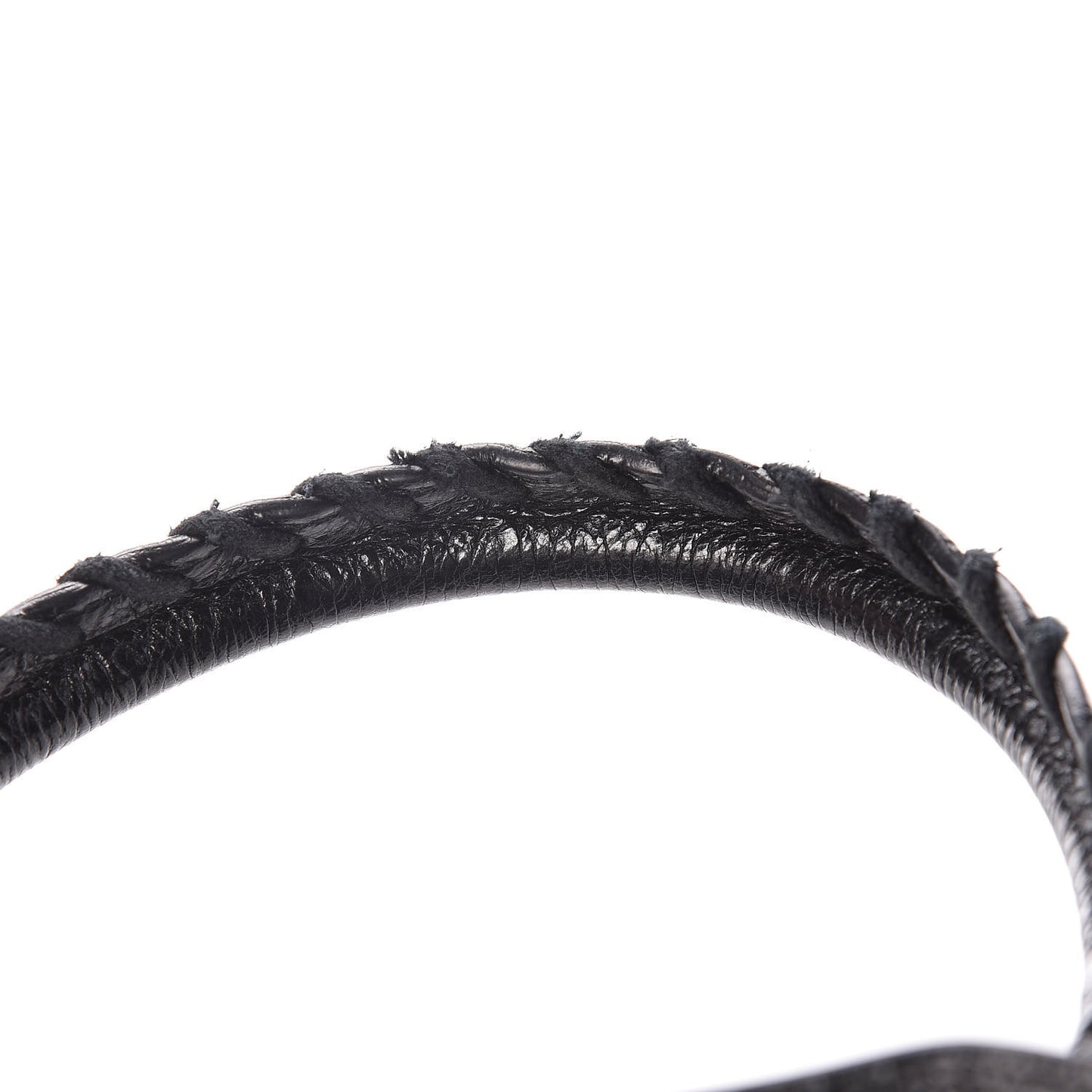 Agneau Classic Silver Hardware City Logo Strap Black White