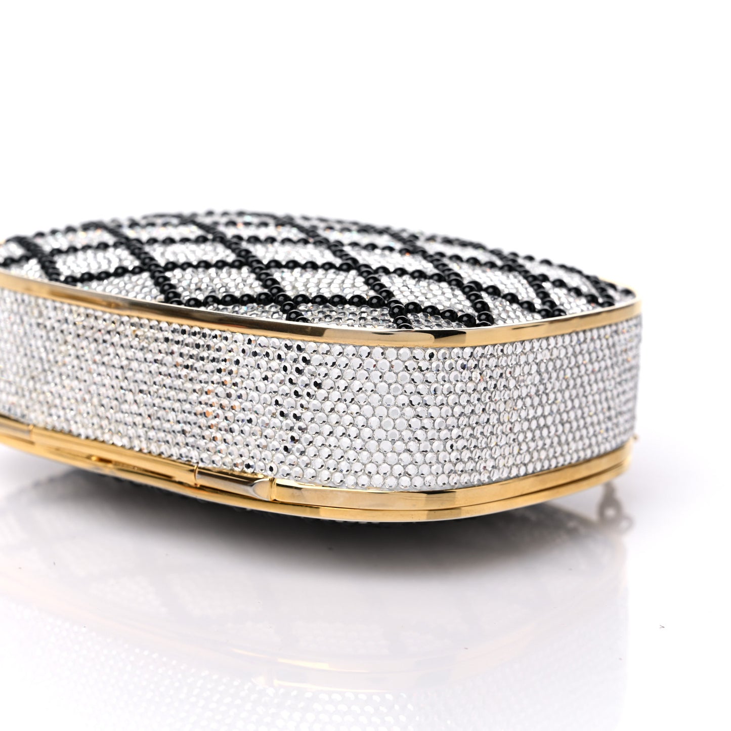 Swarovski Crystal Minaudiere Clutch Gold Black Silver