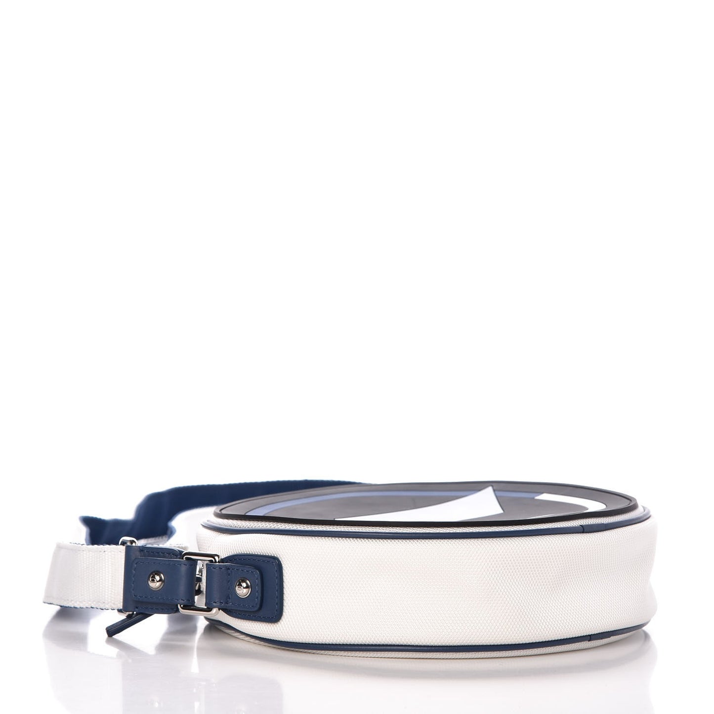Canvas Rubber Circle Airline Messenger Bag White Blue