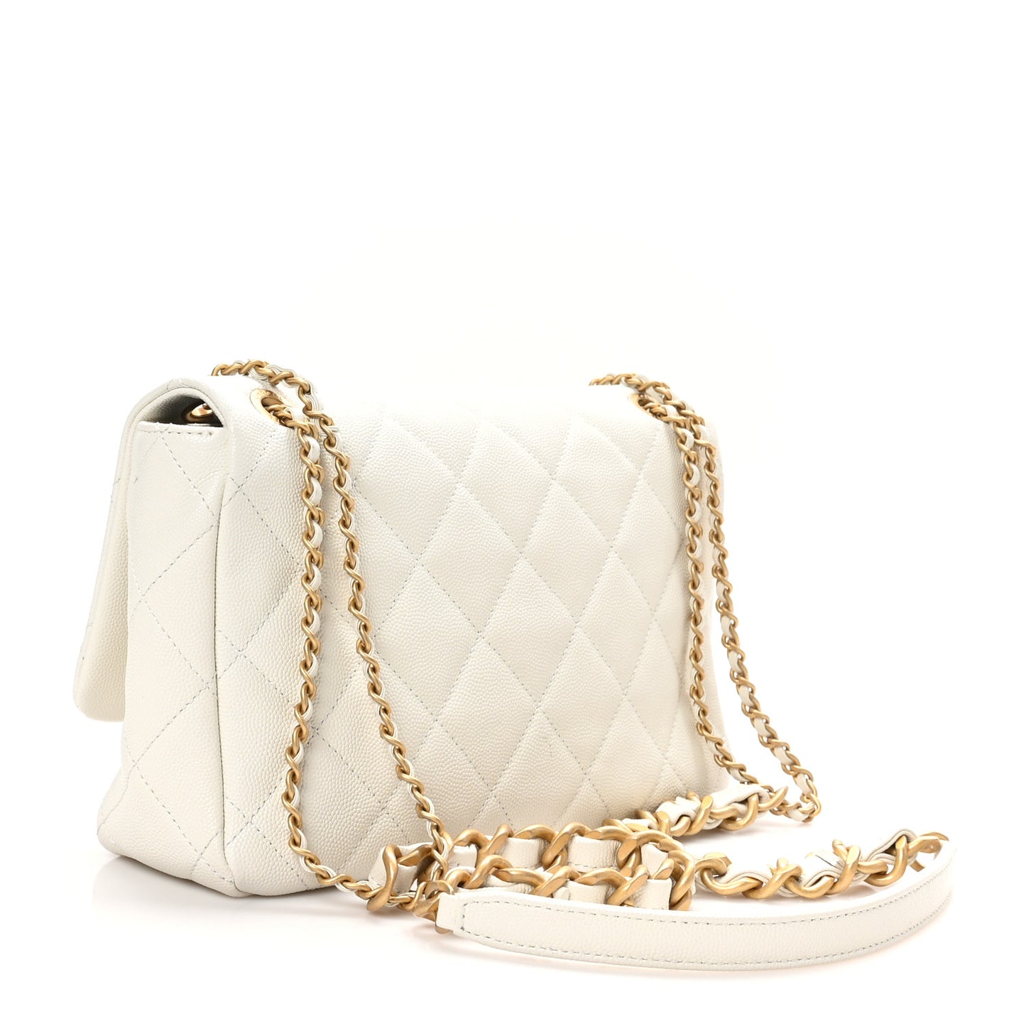 Caviar Quilted Mini Flap White