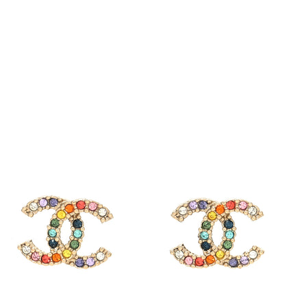 Chanel Crystal Over The Rainbow CC Earrings Gold Multicolor 1 of 4