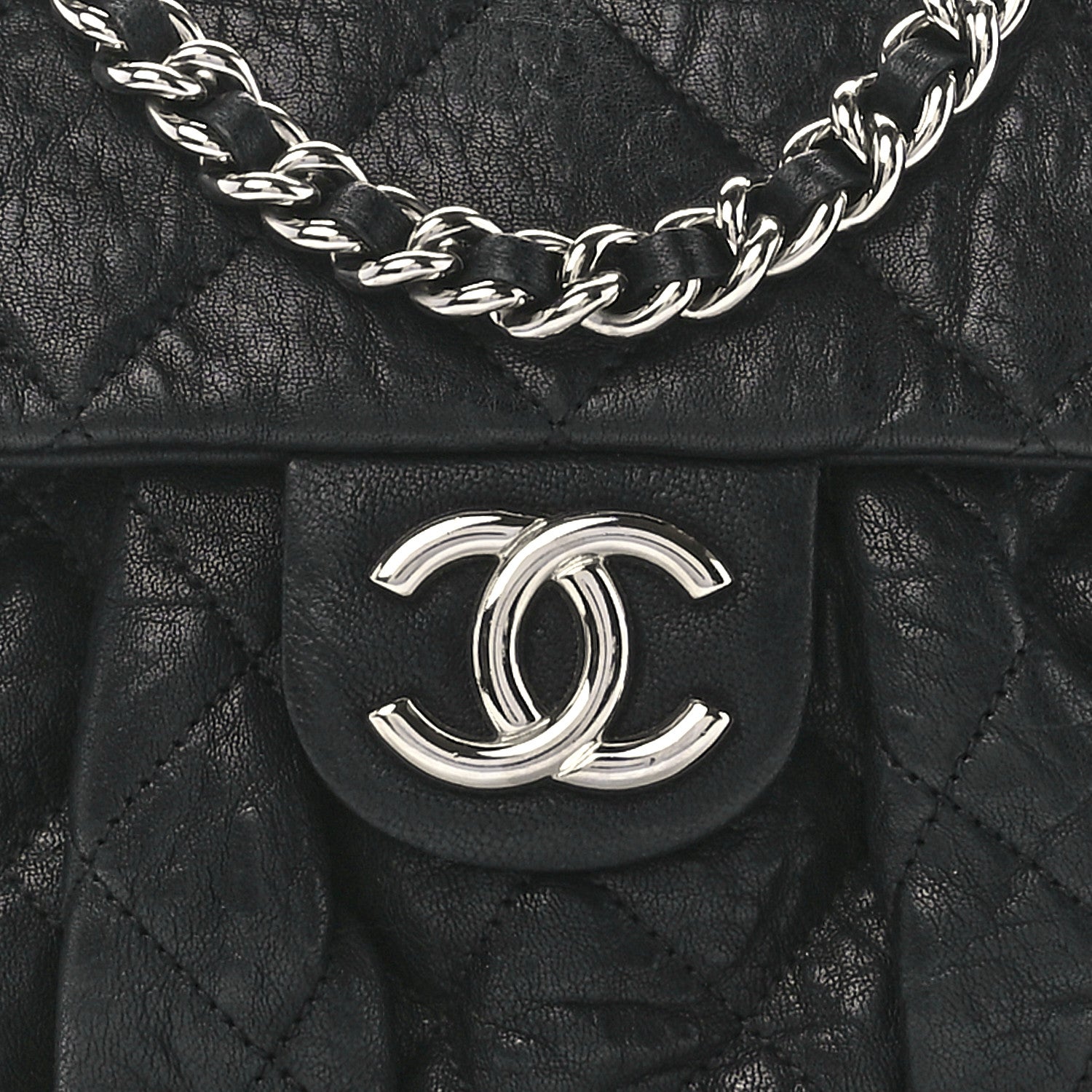 Chanel Washed Lambskin Quilted Medium Chain Around Messenger Black 9 of 12