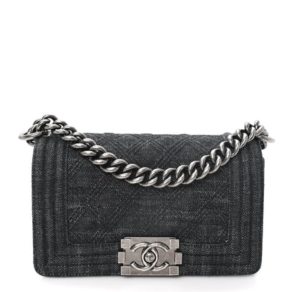 Chanel Denim Quilted Small Boy Flap Black 1 of 10