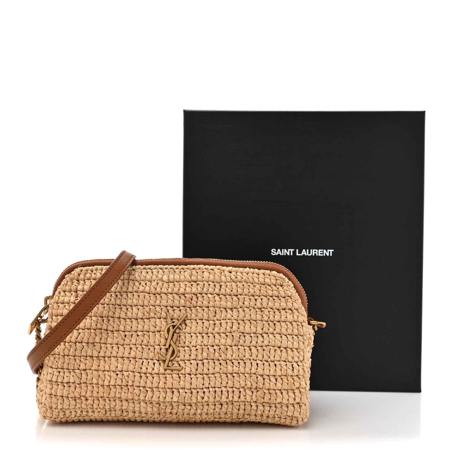 Saint Laurent Raffia Calfskin Gaby Crossbody Bag Natural Brick 11 of 11