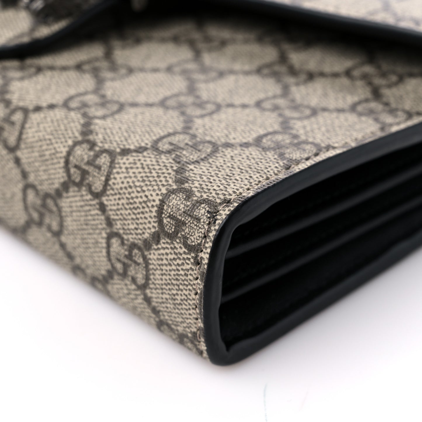 GG Supreme Monogram Mini Dionysus Chain Wallet Beige Black