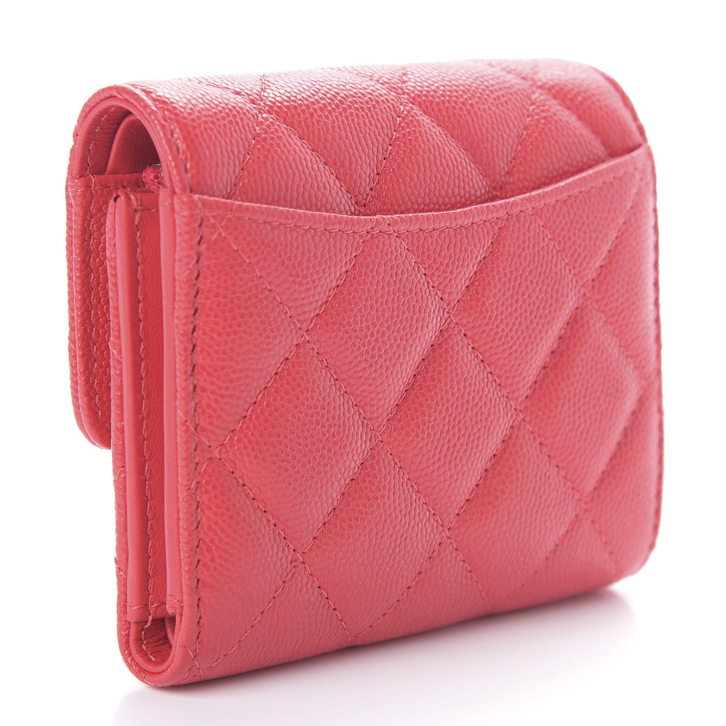 Caviar Quilted Small Flap Wallet Red