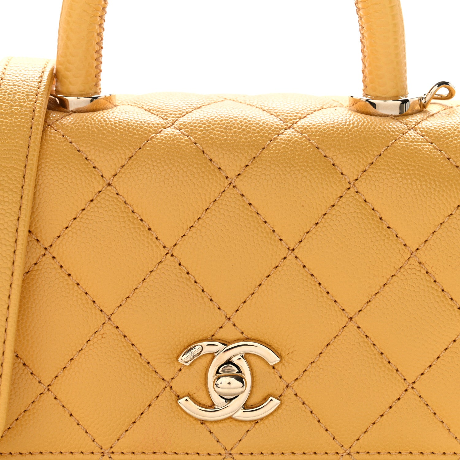 Chanel Caviar Lizard Embossed Quilted Extra Mini Coco Handle Flap Yellow 8 of 10