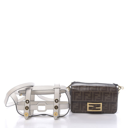 Fendi Glazed Fabric Vitello Century FF 1974 Mini Baguette Cage Mogano Panna White Ice 5 of 12