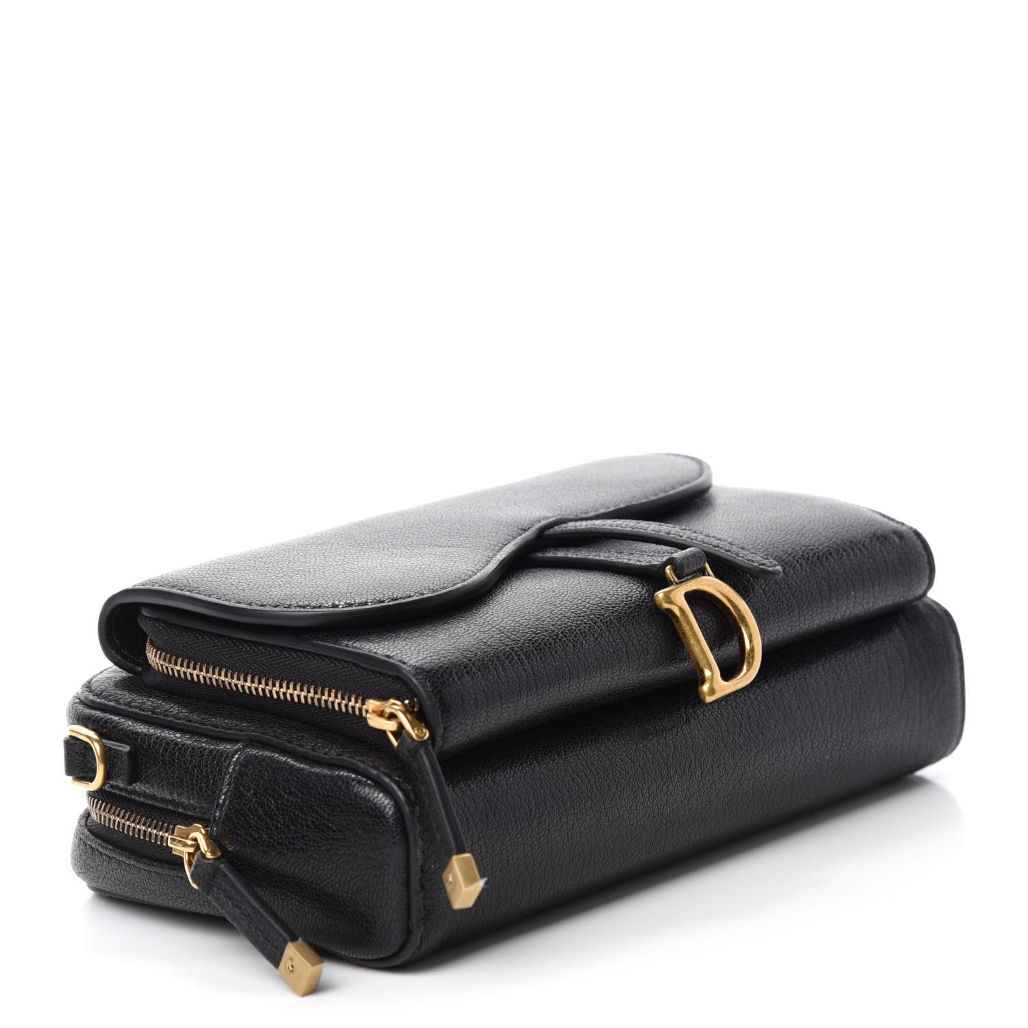 Christian Dior Goatskin Double Saddle Pouch Black 4 of 10