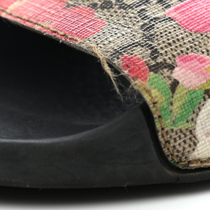 Gucci GG Supreme Monogram Blooms Slide Sandals 35 Beige Multicolor 9 of 10
