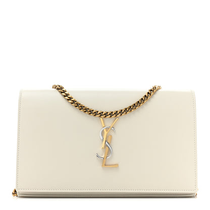 Saint Laurent SAINT LAURENT Smooth Calfskin Tri-Metal Cassandre Wallet On Chain WOC Crema Soft 1 of 12