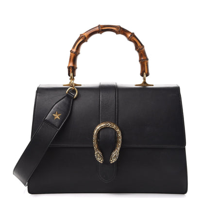 Gucci Moon Calfskin Web Large Dionysus Bamboo Top Handle Bag Black 4 of 21
