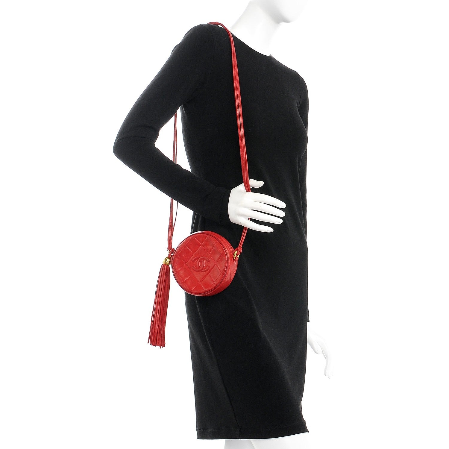 Chanel Lambskin Quilted Tassel Shoulder Bag Red 2 of 10