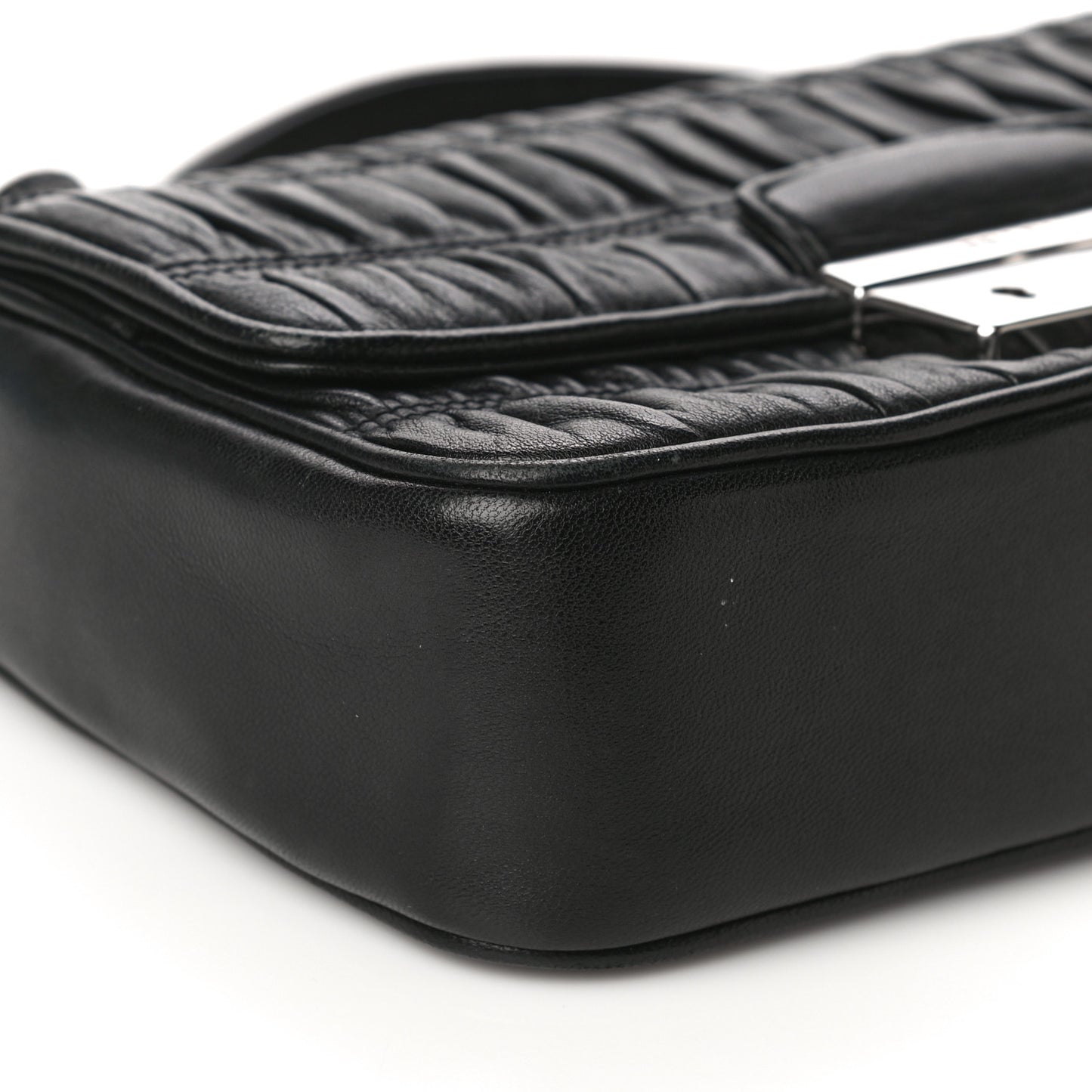 Nappa Gaufre Small Sound Chain Flap Shoulder Bag Black