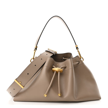 Jimmy Choo Smooth Shiny Calfskin Cinch M Bucket Bag Taupe 1 of 11