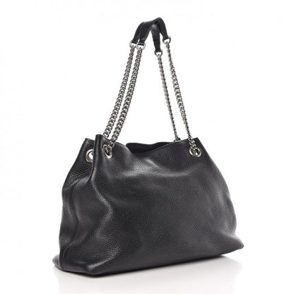 Gucci Pebbled Calfskin Studded Medium Soho Chain Shoulder Bag Black 3 of 9